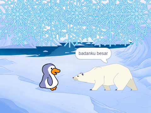 pinguin dan polar bear di salju